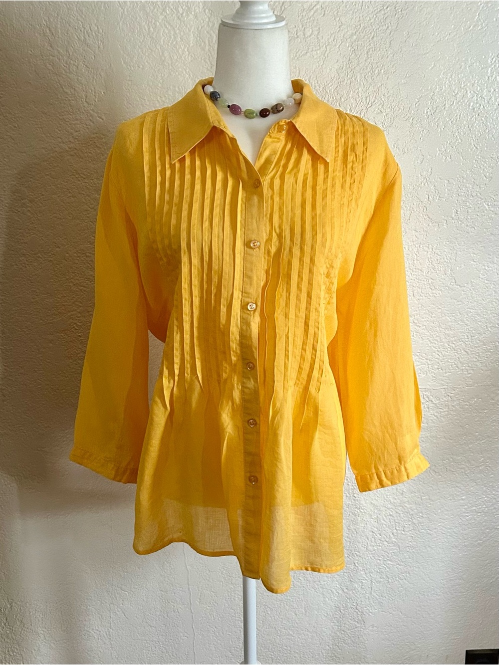 Coldwater Creek Bright Yellow linen Blouse